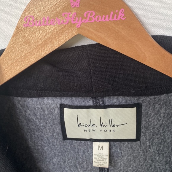 Nicole Miller open front Long-sleeve black & gray cardigan, Size M - Picture 3 of 6